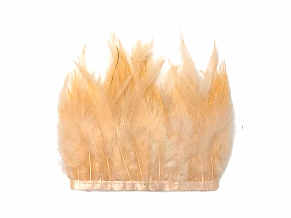 1 Yard - Peach Rooster Neck Hackle Saddle Feather Wholesale Trim