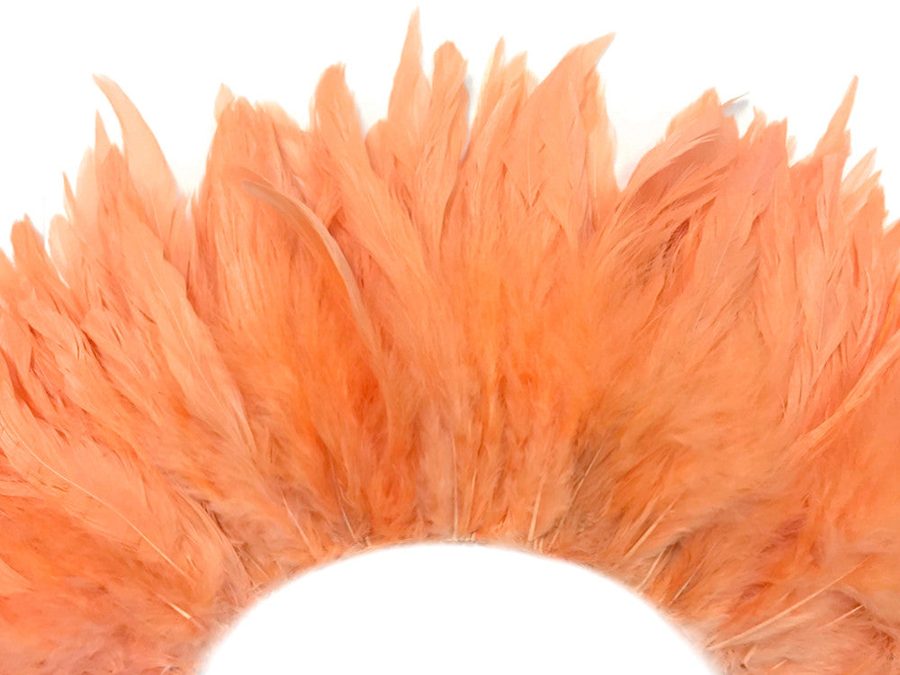 1 Yard - Peach Bleached & Dyed Strung Rooster Schlappen Wholesale Feathers (Bulk)