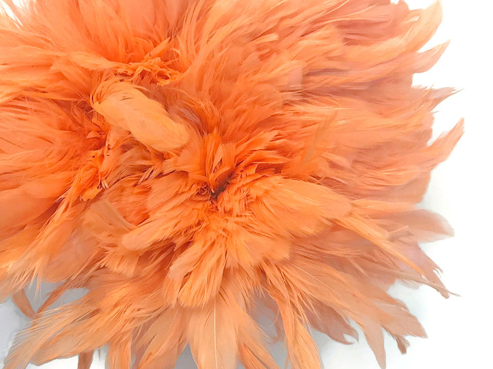 4 Inch Strip - Peach Bleached & Dyed Strung Rooster Schlappen Feathers