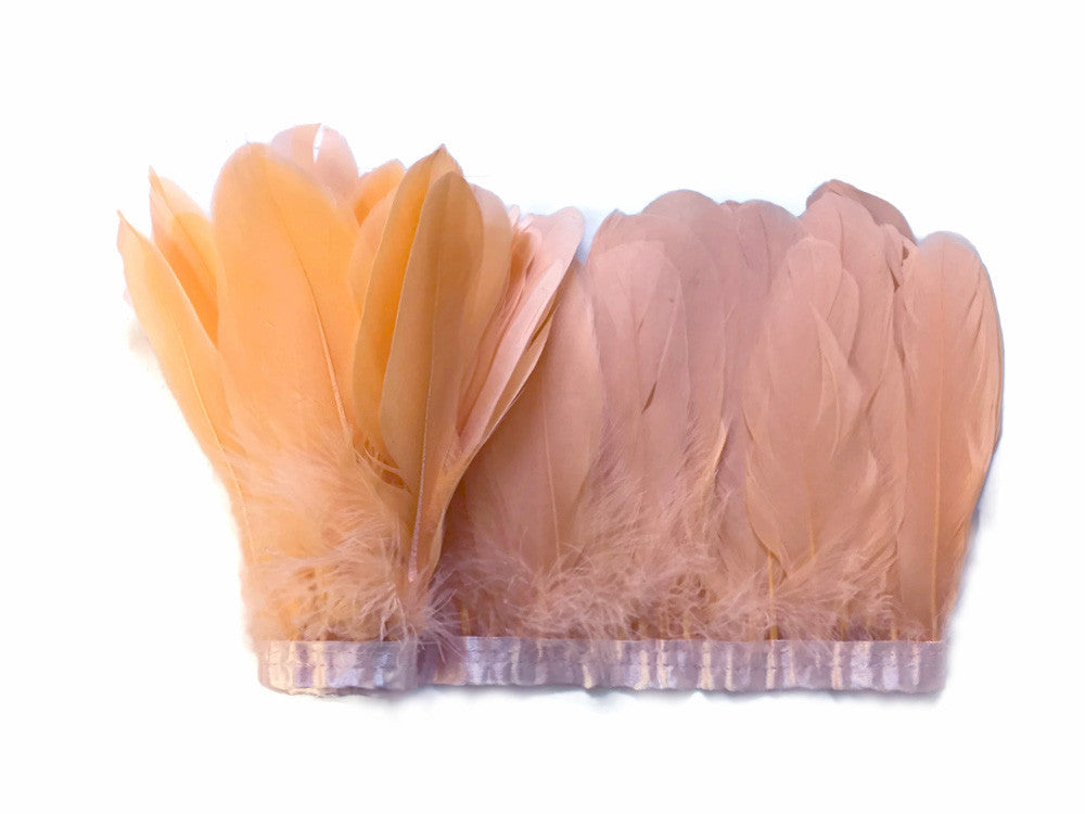 1 Yard - Peach Goose Pallet Parried Dyed Feather Trim