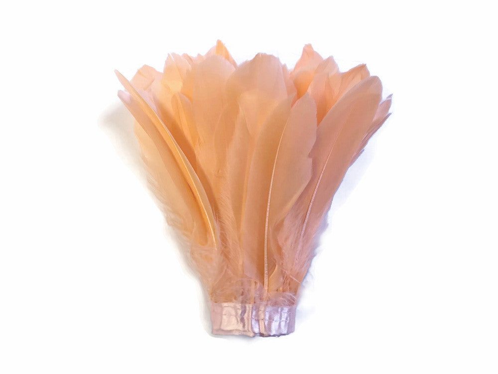 1 Yard - Peach Goose Pallet Parried Dyed Feather Trim