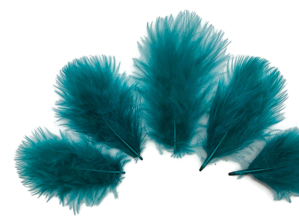 1/4 Lb - Peacock Green Turkey Marabou Short Down Fluffy Loose Wholesale Feathers (Bulk)