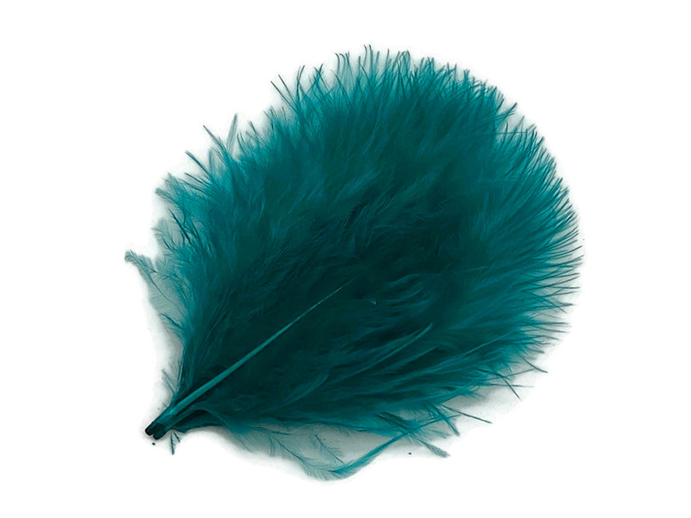 1/4 Lb - Peacock Green Turkey Marabou Short Down Fluffy Loose Wholesale Feathers (Bulk)