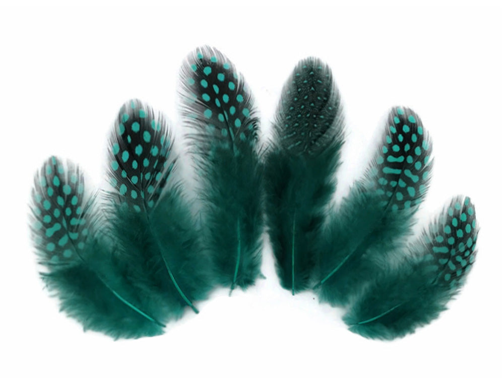 1 Pack - Peacock Blue Guinea Hen Polka Dot Plumage Feathers 0.10 Oz.