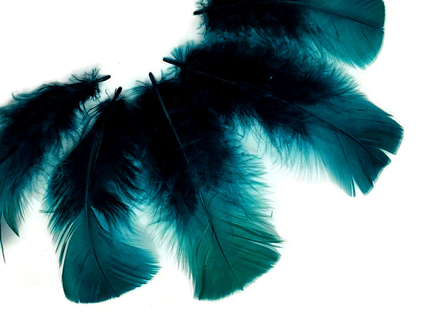 1 Pack - Peacock Blue Dyed Turkey T-Base triangle Body Plumage Feathers 0.50 Oz.