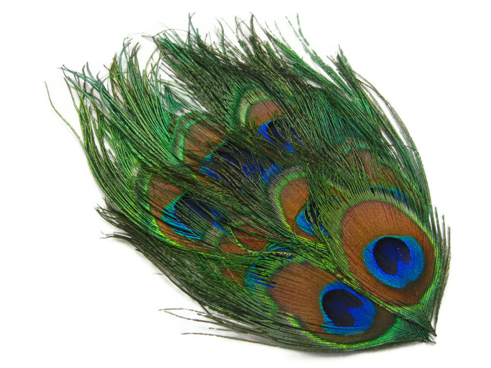 1 Piece - Natural Iridescent Green Uncut Peacock Eye Handmade Feather Pad