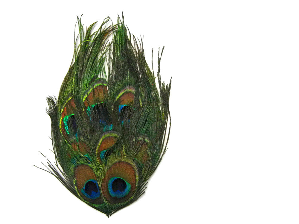 1 Piece - Natural Iridescent Green Uncut Peacock Eye Handmade Feather Pad