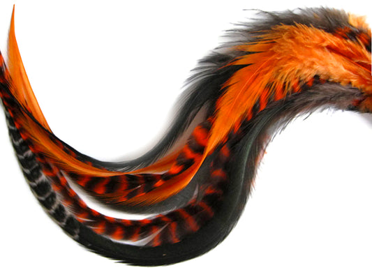 8 Pieces - Peekabooo Mix Thick Long Rooster Hair Extension Feathers