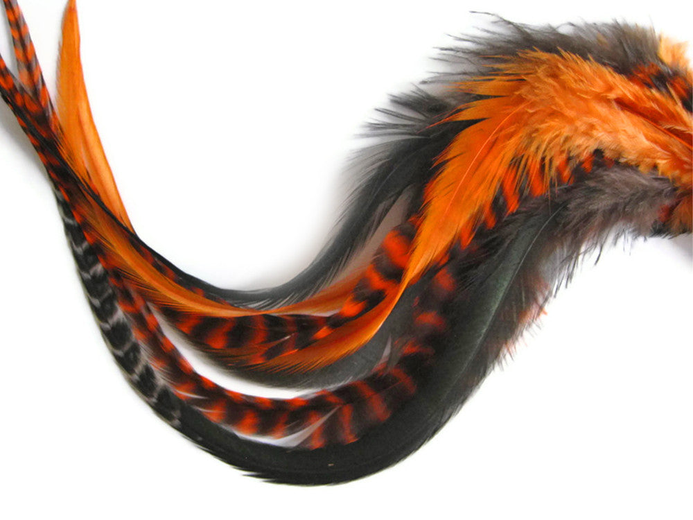 8 Pieces - Peekabooo Mix Thick Long Rooster Hair Extension Feathers