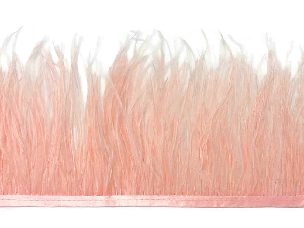 6 Inch Strip - Pink Blush Ostrich Fringe Trim Feather