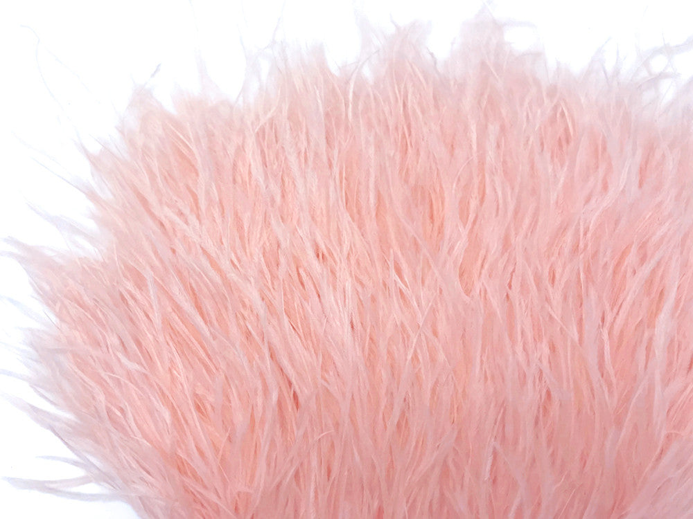 6 Inch Strip - Pink Blush Ostrich Fringe Trim Feather