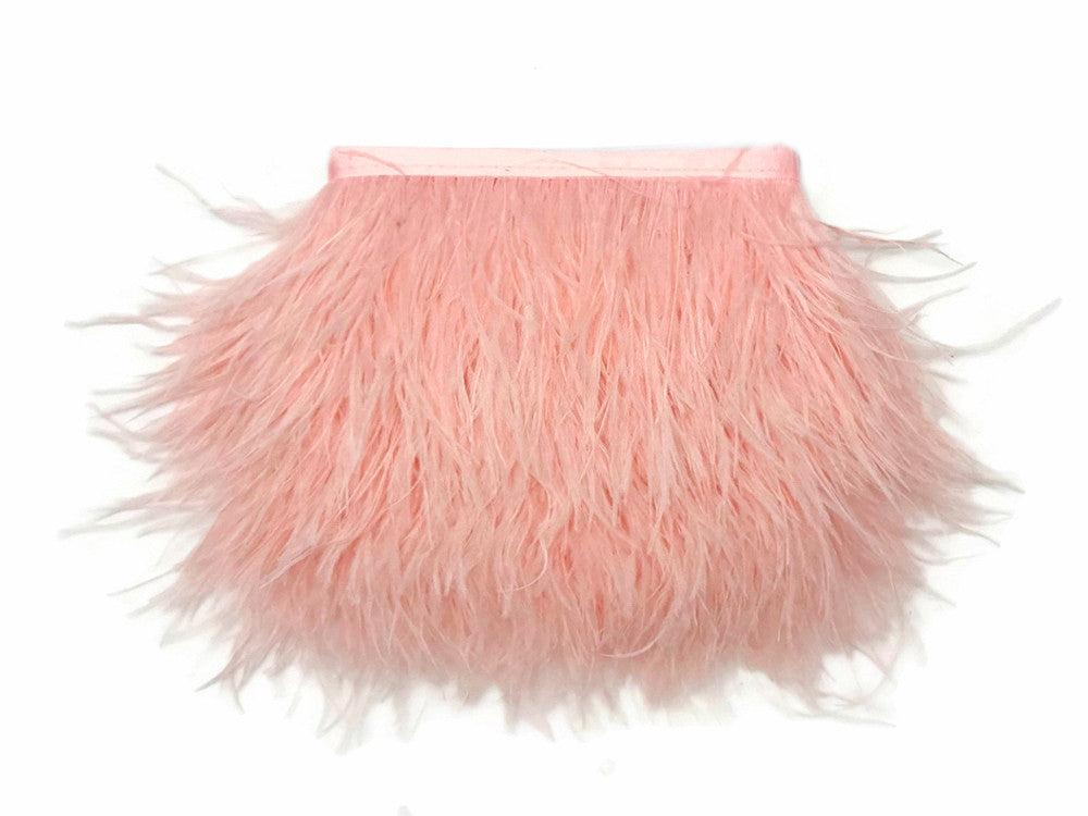 6 Inch Strip - Pink Blush Ostrich Fringe Trim Feather