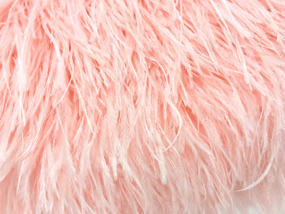 1 Yard - Pink Blush Ostrich Fringe Trim Wholesale Feather (Bulk)