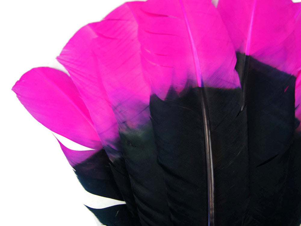 1/4 Lb - Fuchsia & Black Two Tone Turkey Rounds Tom Wing Secondary Quill Feathers