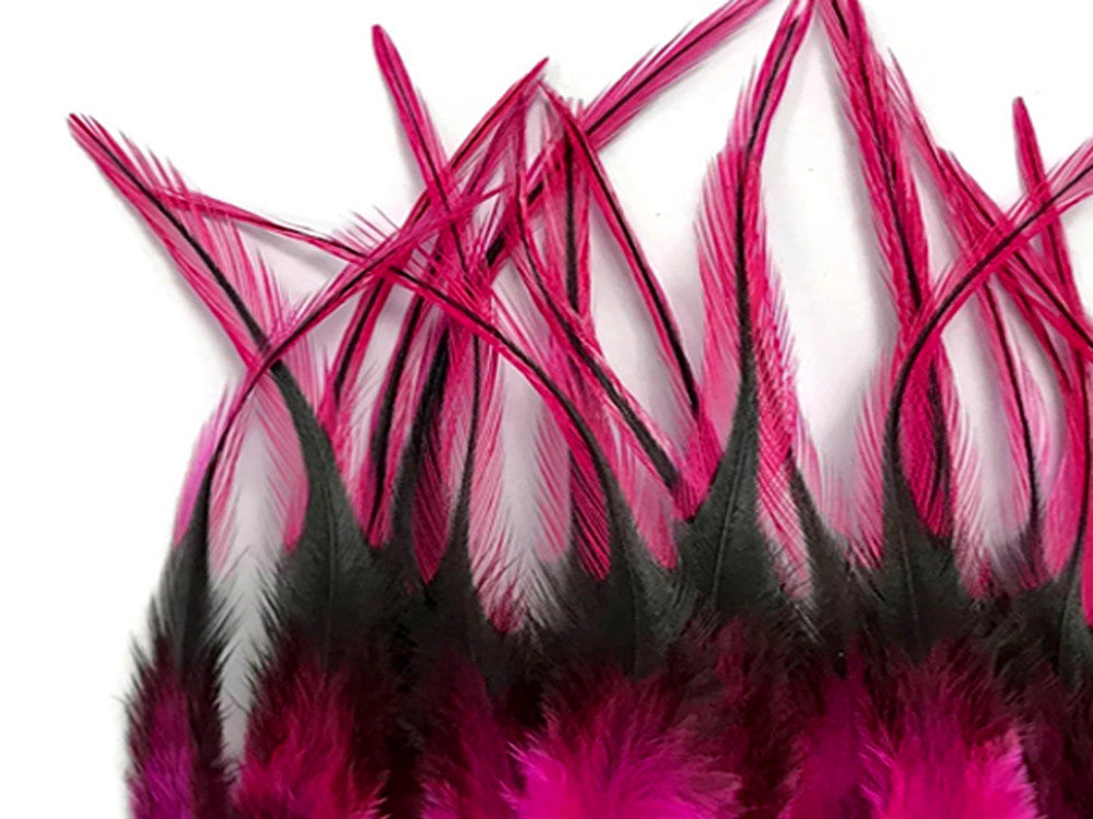 1 Dozen - Short Hot Pink Badger Whiting Farm Rooster Saddle Hair Extension Feathers