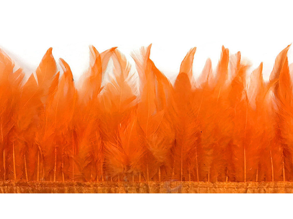 1 Yard - Pumpkin Orange Rooster Neck Hackle Saddle Feather Wholesale Trim