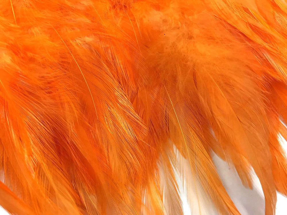 1 Yard - Pumpkin Orange Rooster Neck Hackle Saddle Feather Wholesale Trim