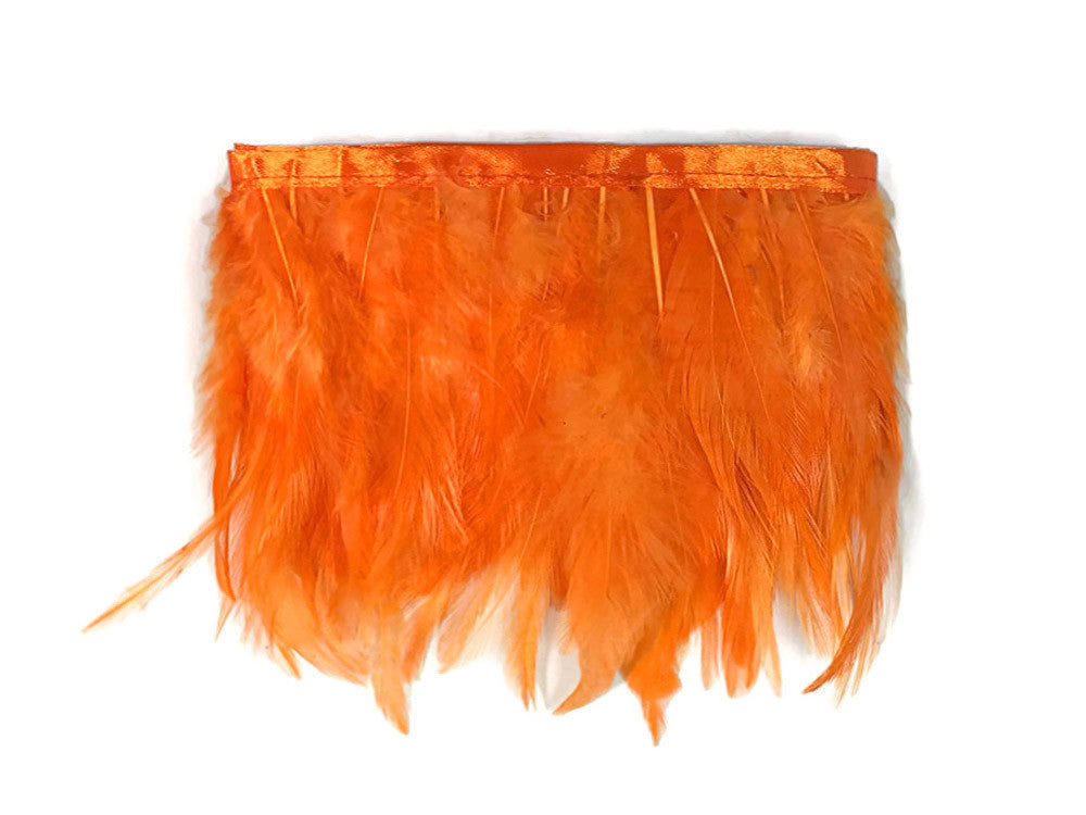 1 Yard - Pumpkin Orange Rooster Neck Hackle Saddle Feather Wholesale Trim