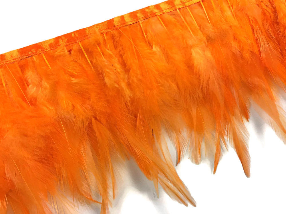 1 Yard - Pumpkin Orange Rooster Neck Hackle Saddle Feather Wholesale Trim