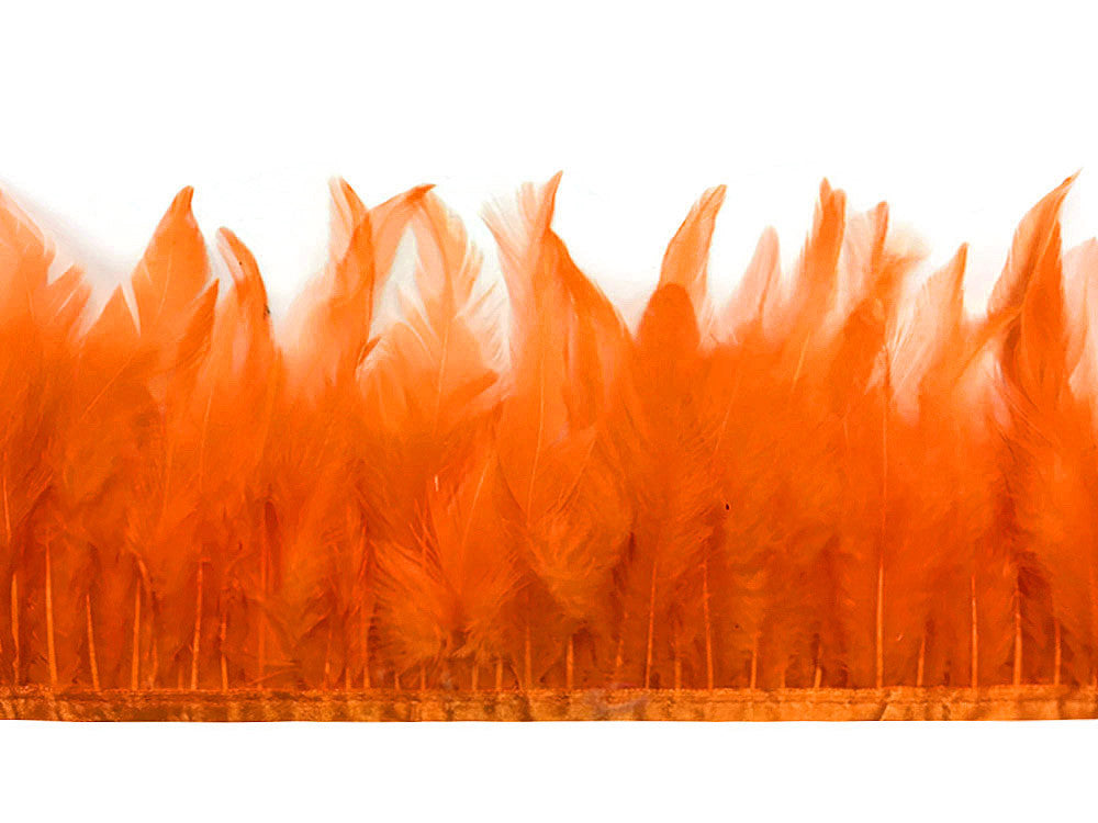 1 Yard - Pumpkin Orange Rooster Neck Hackle Saddle Feather Wholesale Trim