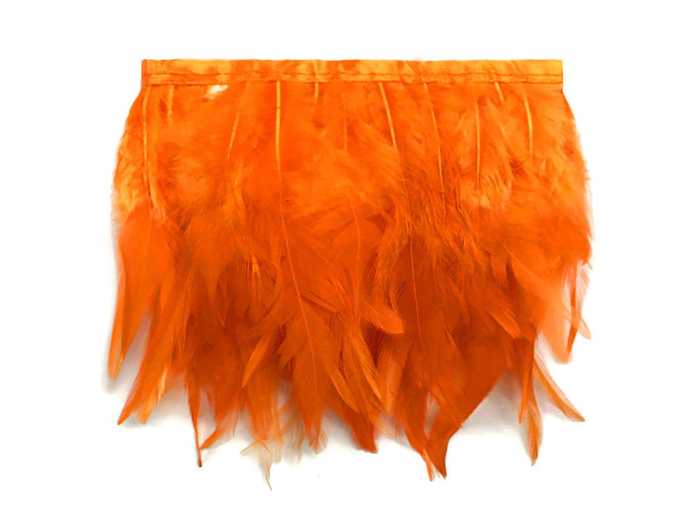 1 Yard - Pumpkin Orange Rooster Neck Hackle Saddle Feather Wholesale Trim