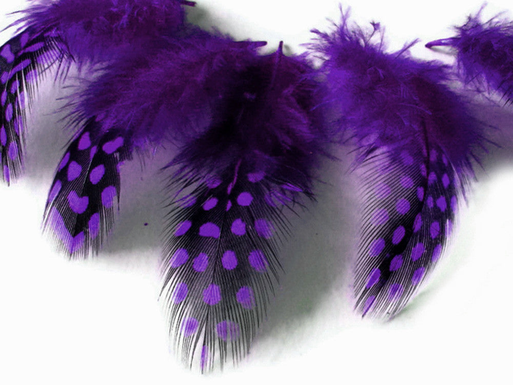 1/4 Lb - Purple Guinea Hen Plumage Polka Dot Feathers Wholesale (Bulk)