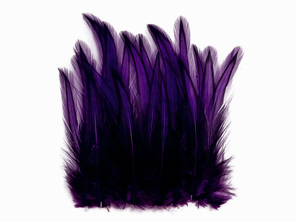 10 Pieces - Purple Dyed BLW Laced Long Rooster Cape Whiting Farms Feathers