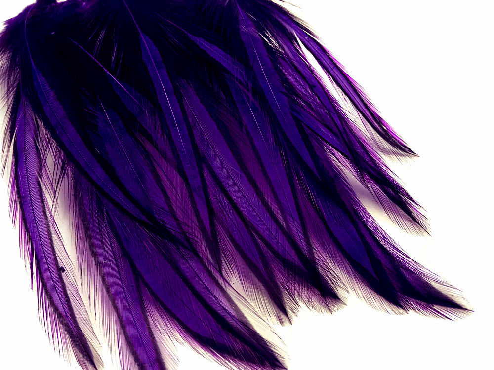 10 Pieces - Purple Dyed BLW Laced Long Rooster Cape Whiting Farms Feathers