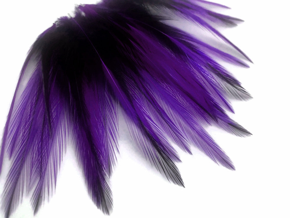 10 Pieces - Purple Dyed BLW Laced Short Rooster Cape Whiting Farms Feathers