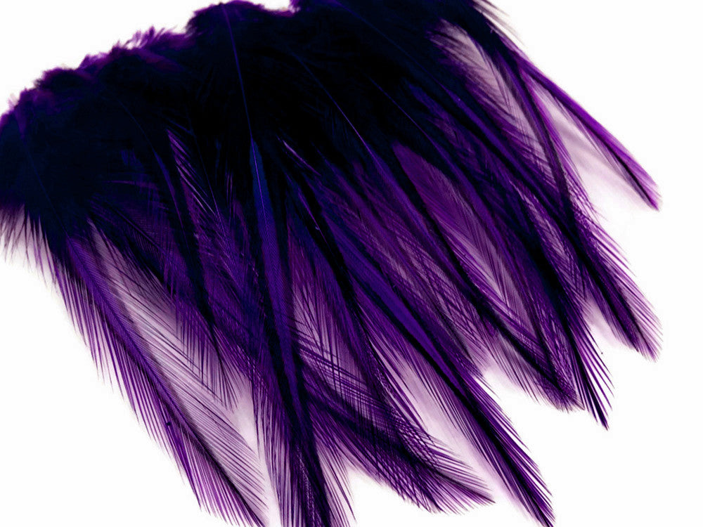 10 Pieces - Purple Dyed BLW Laced Short Rooster Cape Whiting Farms Feathers