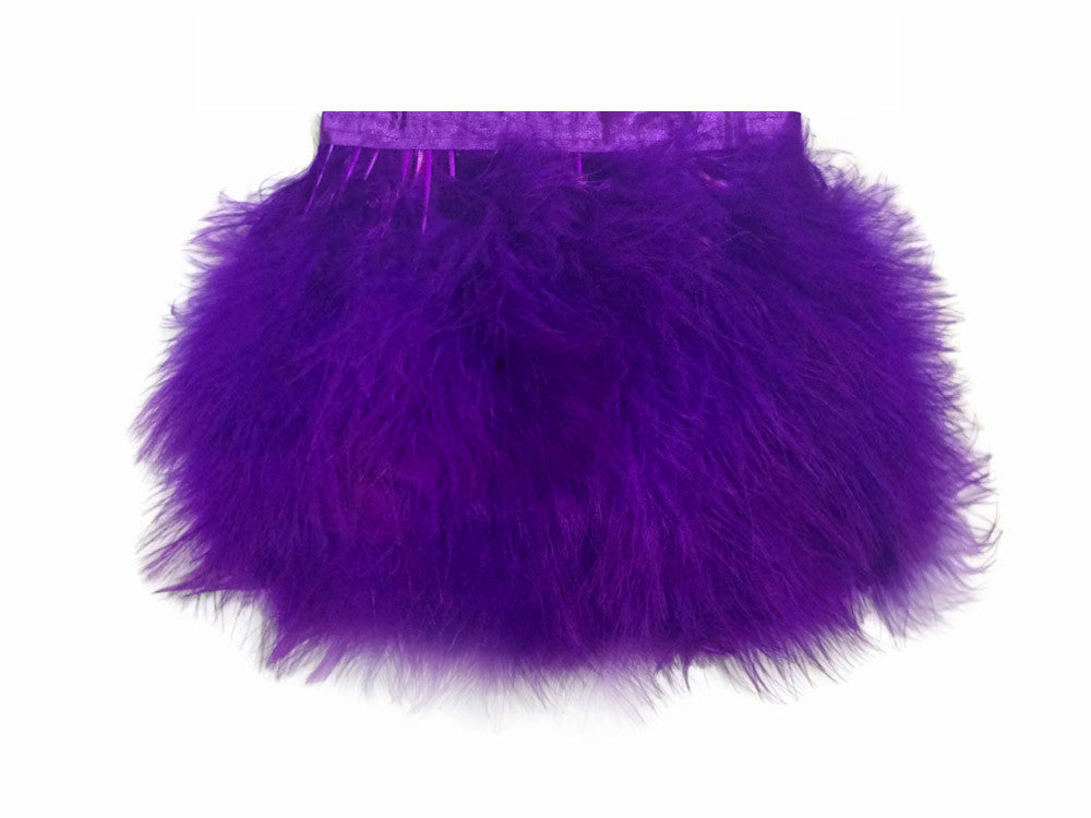 1 Yard - Purple Marabou Turkey Fluff Feather Fringe Trim