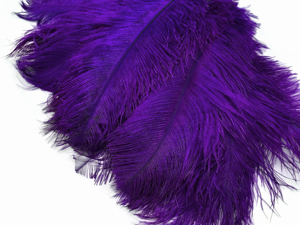 10 Pieces - 17-19" Purple Large Bleached & Dyed Ostrich Drabs Body Feathers