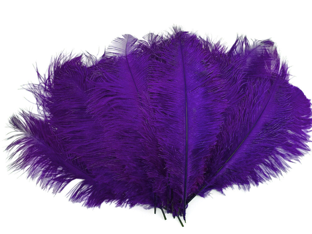 10 Pieces - 17-19" Purple Large Bleached & Dyed Ostrich Drabs Body Feathers