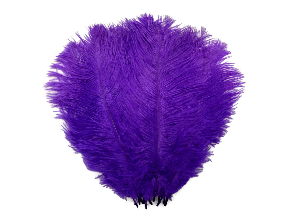 10 Pieces - 14-17" Purple Ostrich Dyed Drab Body Feathers