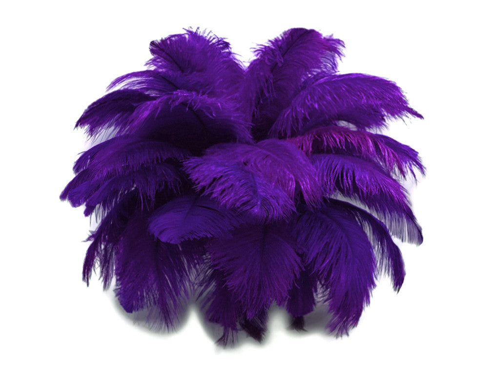 10 Pieces - 17-19" Purple Large Bleached & Dyed Ostrich Drabs Body Feathers