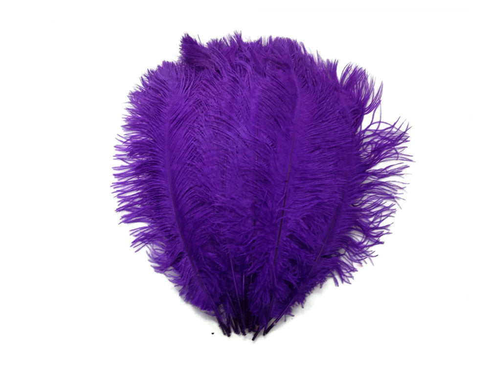 10 Pieces - 14-17" Purple Ostrich Dyed Drab Body Feathers