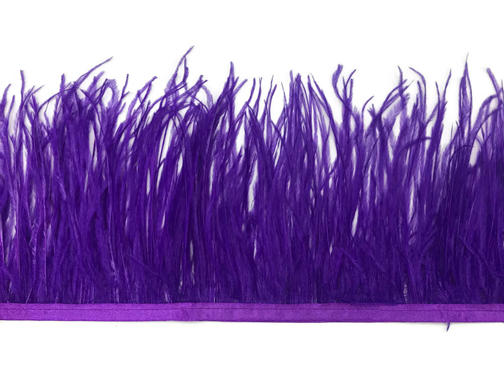 6 Inch Strip - Purple Ostrich Fringe Trim Feather