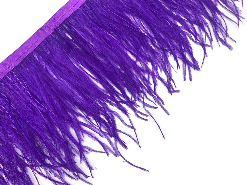 6 Inch Strip - Purple Ostrich Fringe Trim Feather