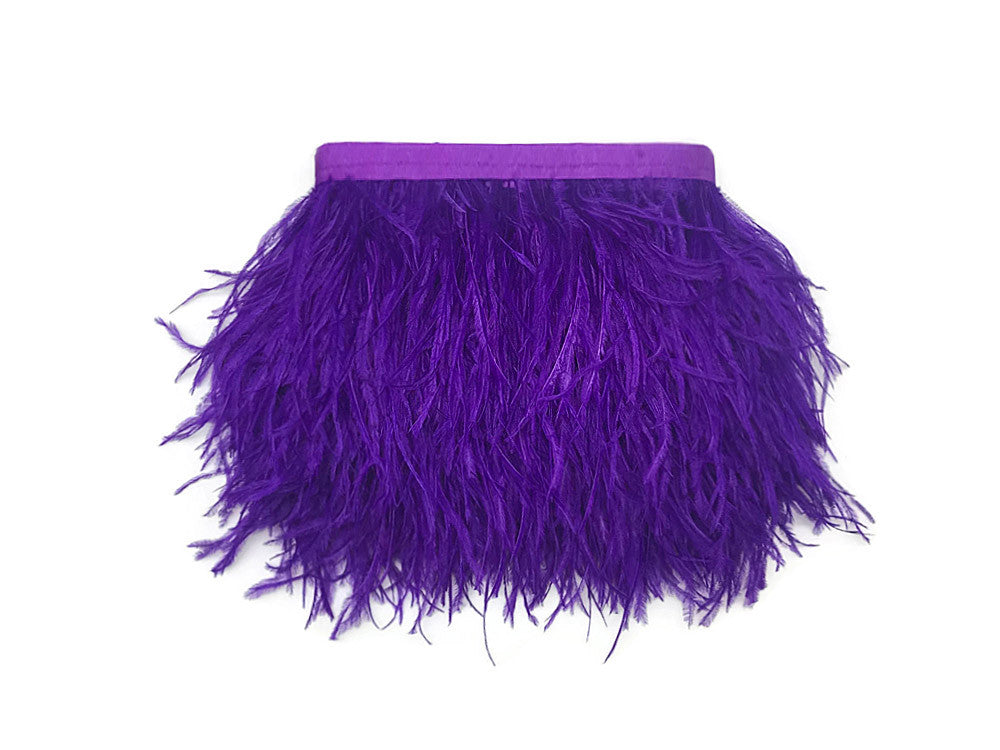 6 Inch Strip - Purple Ostrich Fringe Trim Feather