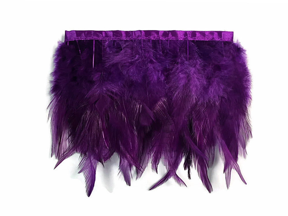 1 Yard - Purple Rooster Neck Hackle Saddle Feather Wholesale Trim