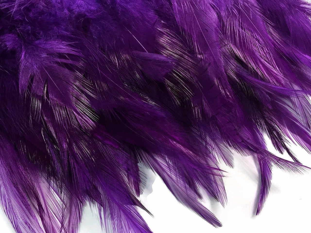 1 Yard - Purple Rooster Neck Hackle Saddle Feather Wholesale Trim