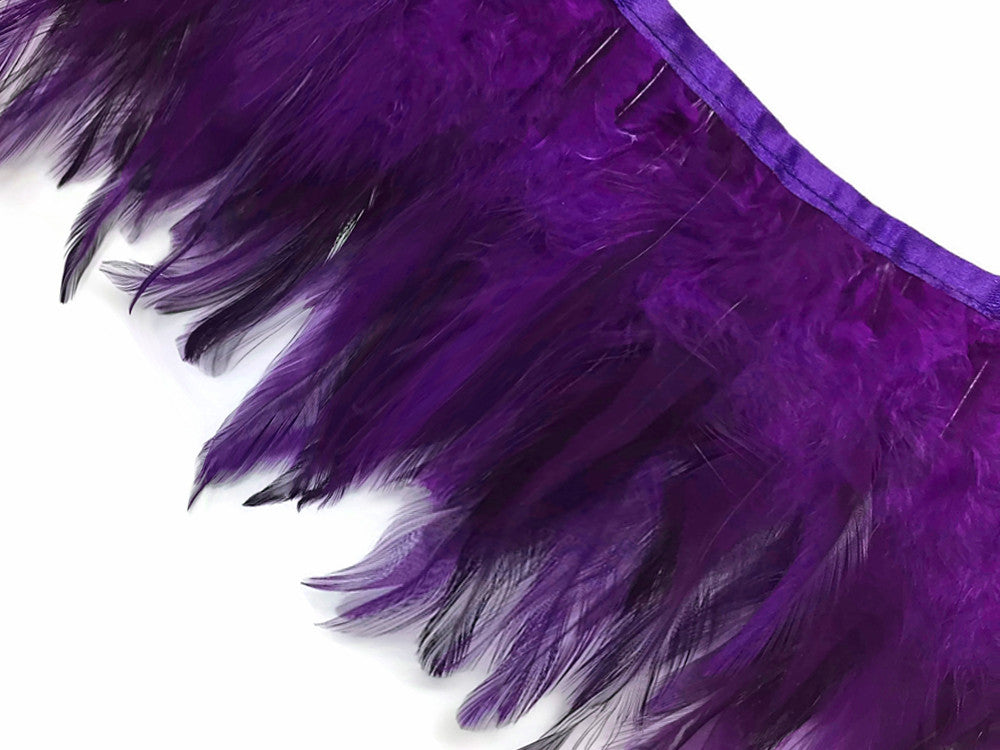 1 Yard - Purple Rooster Neck Hackle Saddle Feather Wholesale Trim