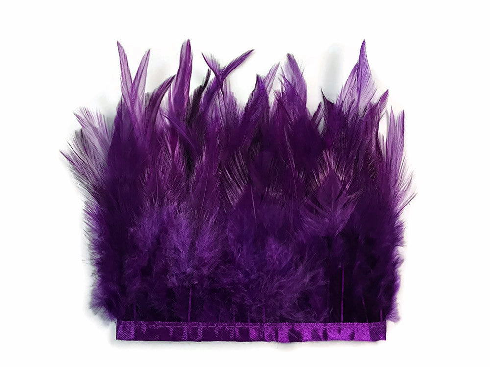 1 Yard - Purple Rooster Neck Hackle Saddle Feather Wholesale Trim