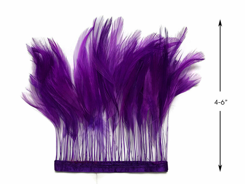 1 Dozen - Purple Stripped Rooster Neck Hackle Eyelash Feather