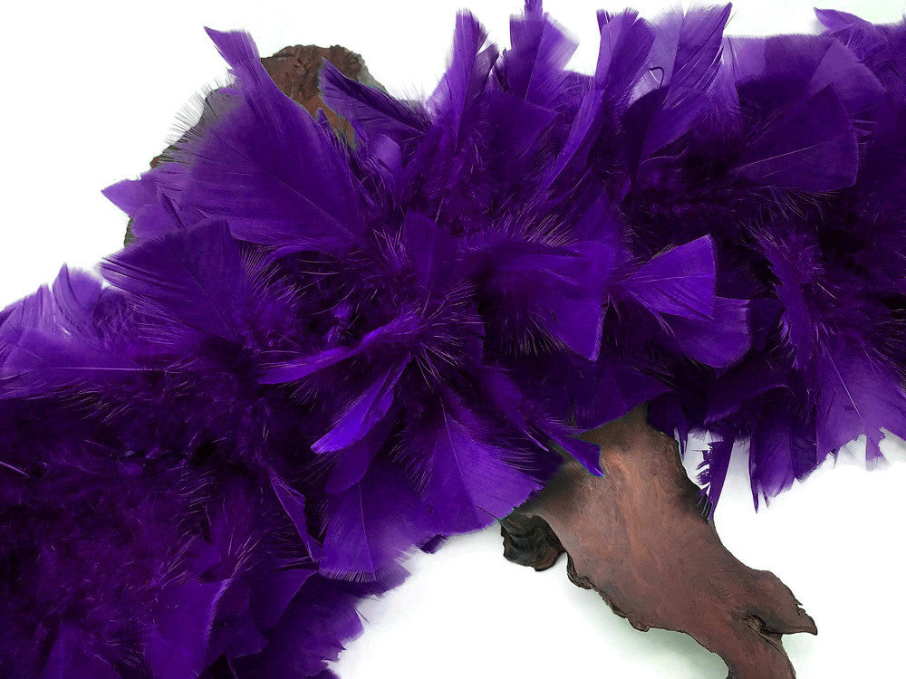 2 Yards - Purple Heavy Weight Turkey Flat Feather Boa, 150 Gram