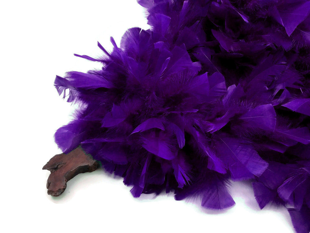 2 Yards - Purple Heavy Weight Turkey Flat Feather Boa, 150 Gram