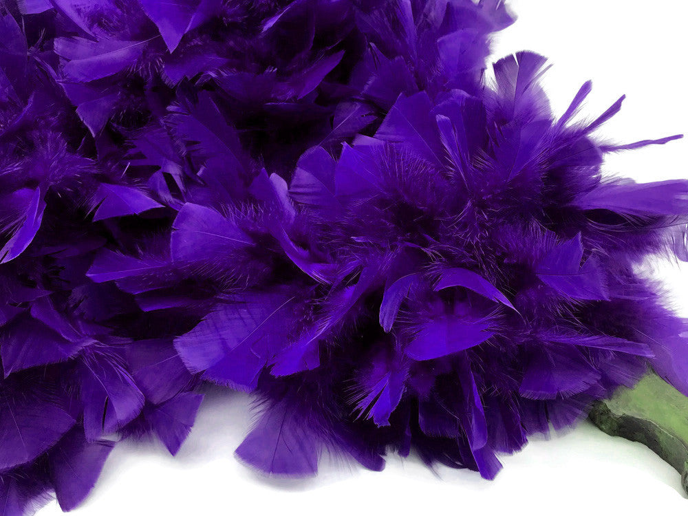 2 Yards - Purple Heavy Weight Turkey Flat Feather Boa, 150 Gram