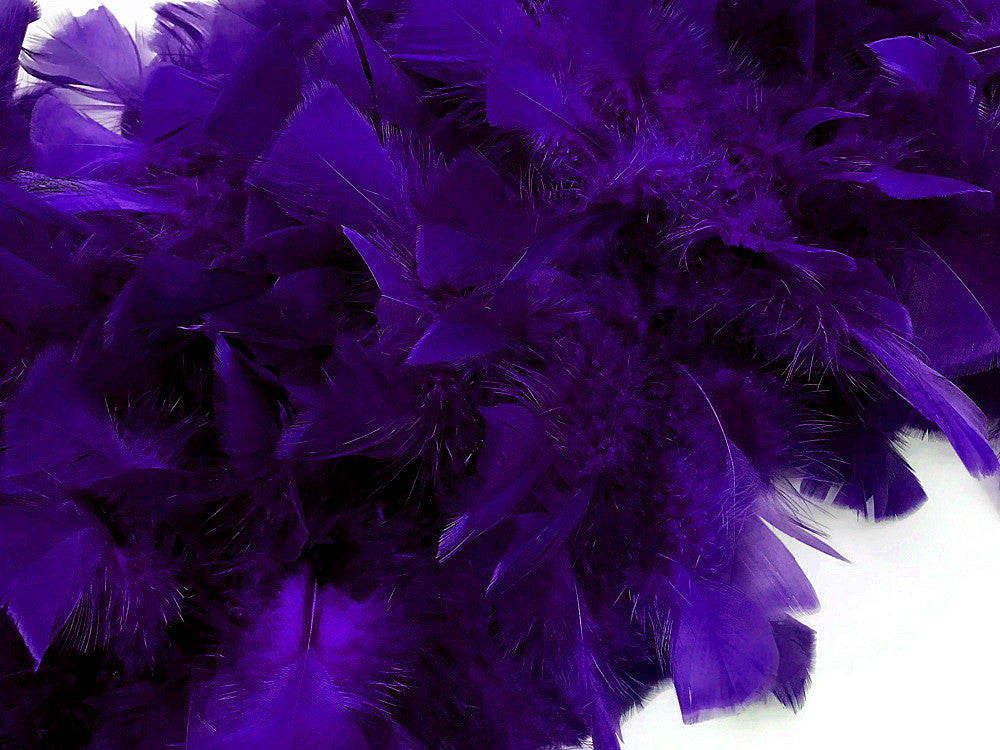 2 Yards - Purple Heavy Weight Turkey Flat Feather Boa, 150 Gram