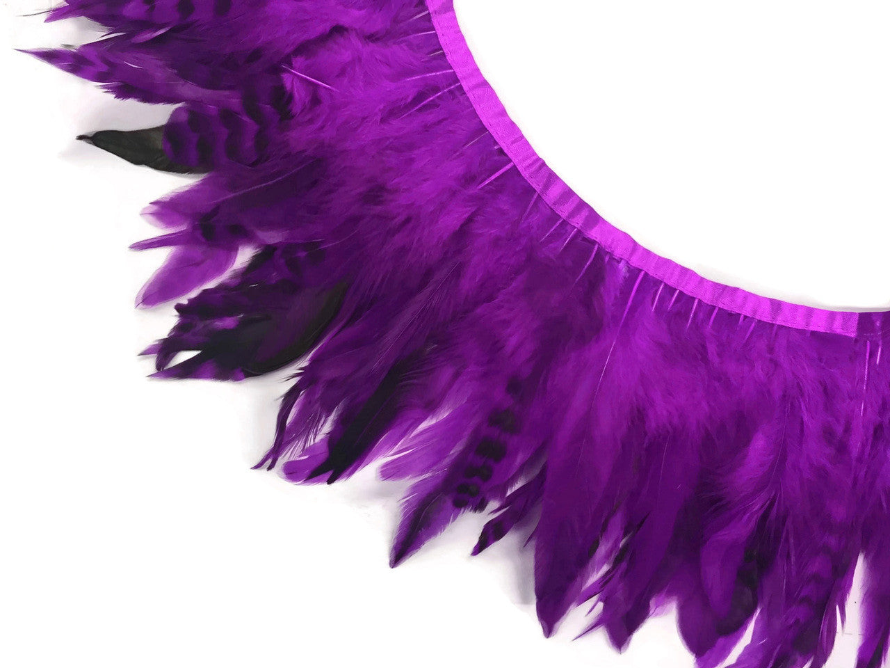 1 Yard - Purple Chinchilla Rooster Schlappen Feathers Trim