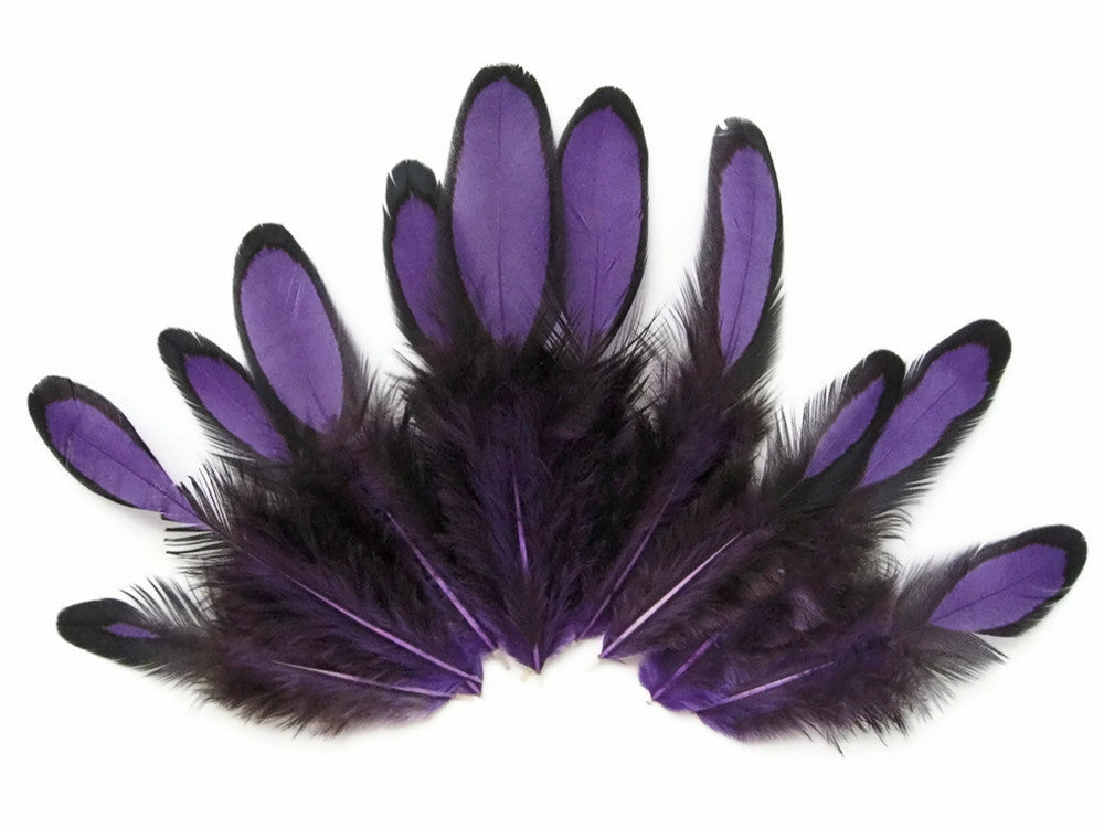 1 Dozen - Purple Whiting Farms Laced Hen Saddle Feathers